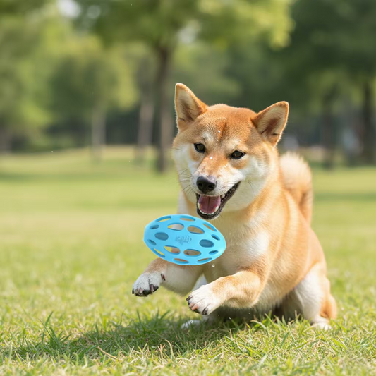 AFP Wiggle Holey Rubber Roller Ball – Durable Interactive Squeaky Dog Toy for Small & Medium Dogs