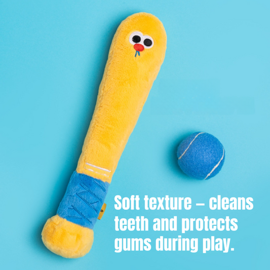 Petsville Sports Training Series Dog Toys – Squeaky Interactive Plush Set (Baseball Bat, Ping Pong Paddle & Rugby Ball)