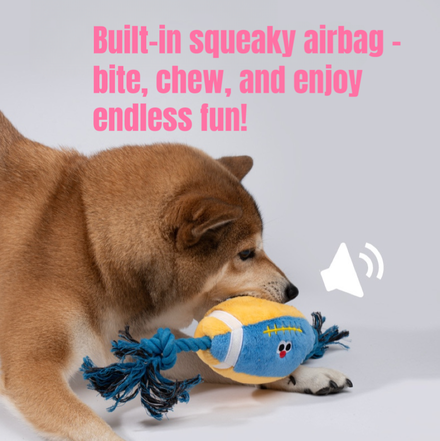 Petsville Sports Training Series Dog Toys – Squeaky Interactive Plush Set (Baseball Bat, Ping Pong Paddle & Rugby Ball)