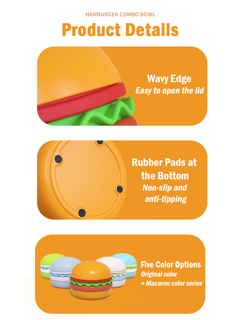 5-in-1 Hamburger-Shaped Dog Bowls Set