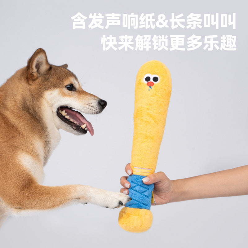 Petsville Sports Training Series Dog Toys – Squeaky Interactive Plush Set (Baseball Bat, Ping Pong Paddle & Rugby Ball)