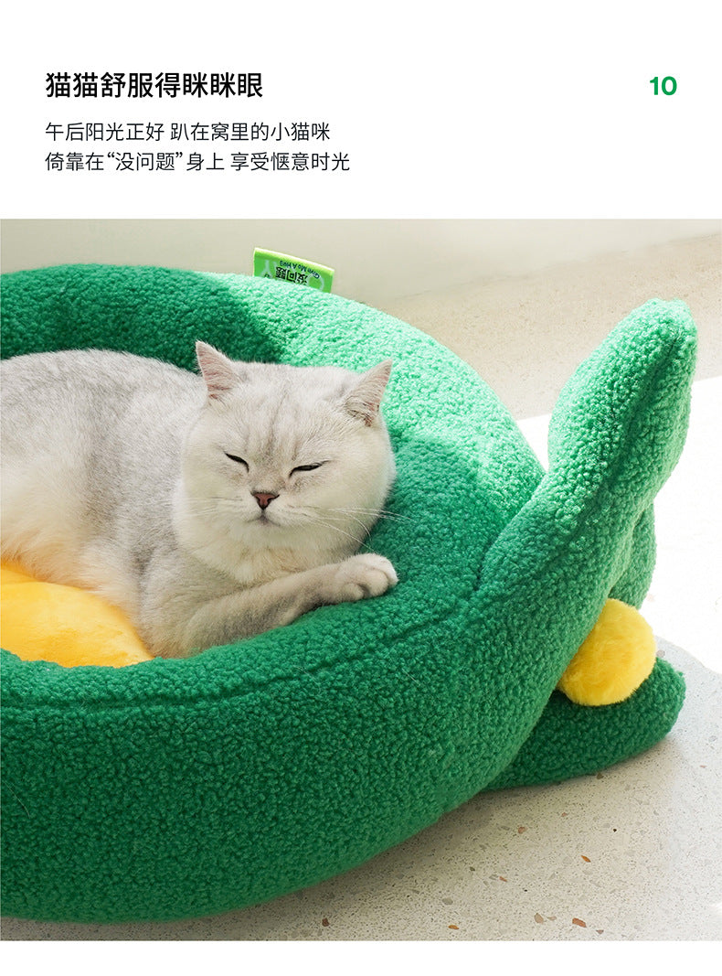 Zeze Hand Gesture Cat Bed – Soft Fleece Pet Nest with Playful Hand Design