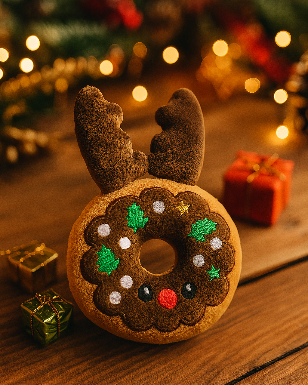 Christmas Donut Plush Dog Toy – Soft, Festive & Squeaky