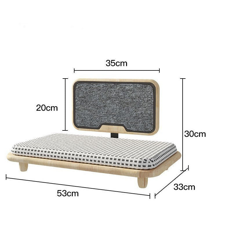 MIAOZAN Cat Scratcher Bed – Solid Rubber Wood Design with Washable Cushion & Replaceable Scratch Board