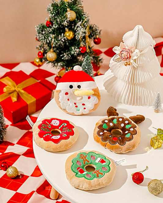Christmas Donut Plush Dog Toy – Soft, Festive & Squeaky