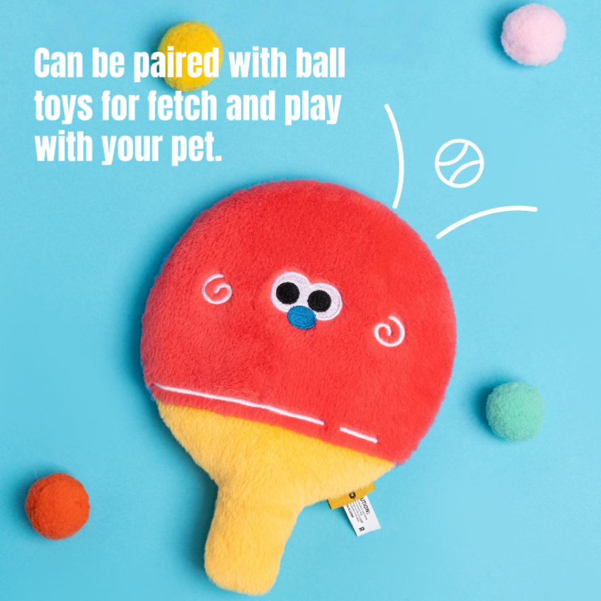 Petsville Sports Training Series Dog Toys – Squeaky Interactive Plush Set (Baseball Bat, Ping Pong Paddle & Rugby Ball)