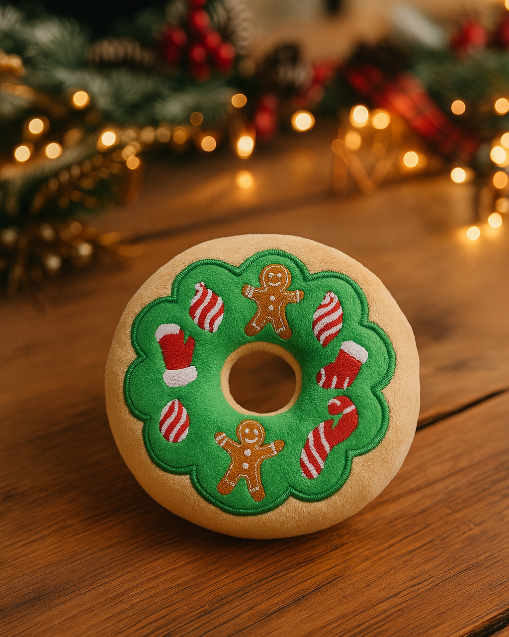 Christmas Donut Plush Dog Toy – Soft, Festive & Squeaky