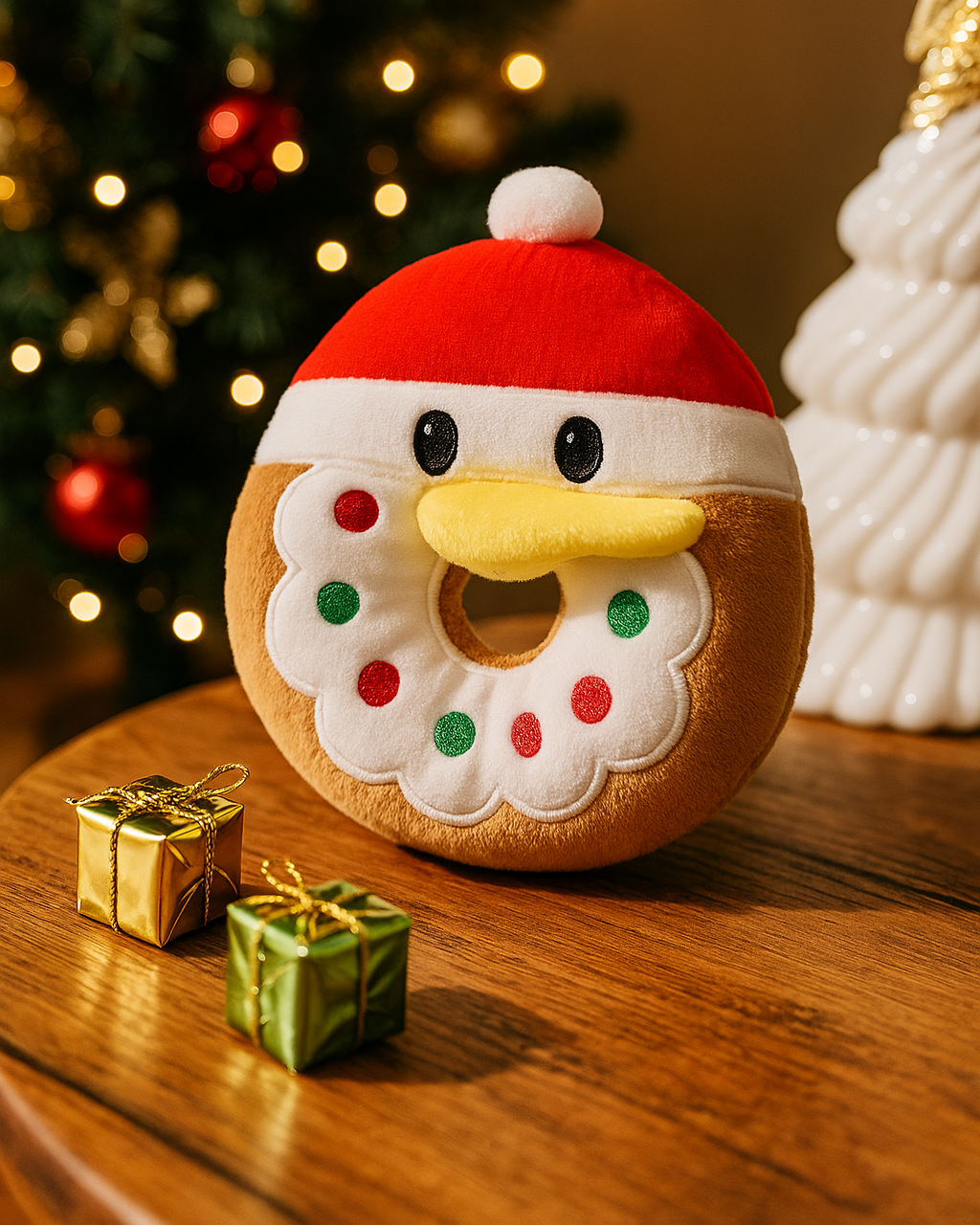 Christmas Donut Plush Dog Toy – Soft, Festive & Squeaky