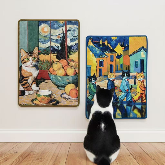 Van Gogh Cat Wall Scratching Pad – Artistic Sisal Cat Scratch Protector
