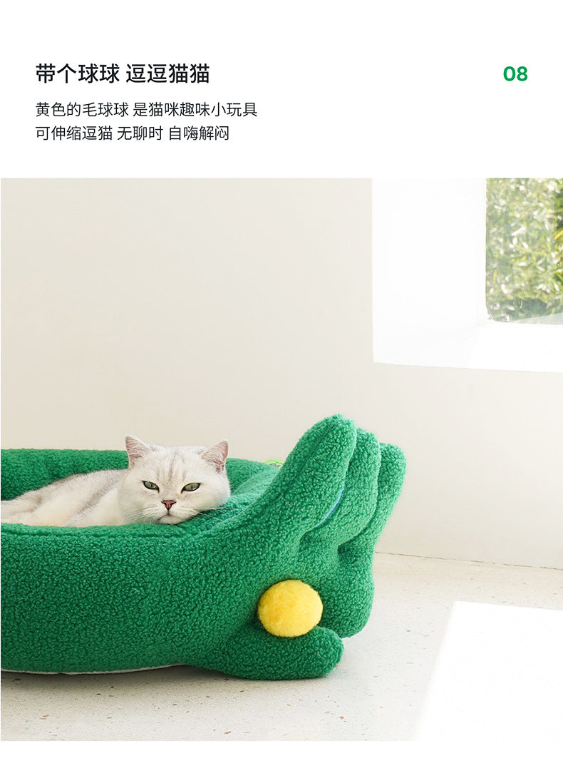 Zeze Hand Gesture Cat Bed – Soft Fleece Pet Nest with Playful Hand Design